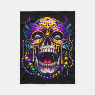 Skulls Mardi Gras Fleur De Lis Men Women Girls Boy フリースブランケット