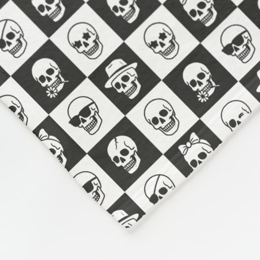 Skulls Mosaic フリースブランケット (角)