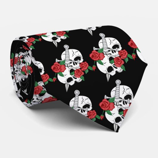 Skulls, Roses and Dagger ネクタイ (ロール)