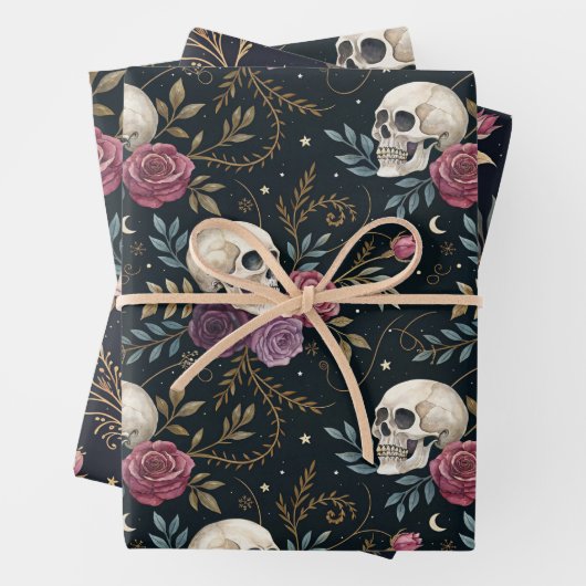 Skulls & Roses Wrapping Paper ラッピングペーパーシート (インサイチュ)