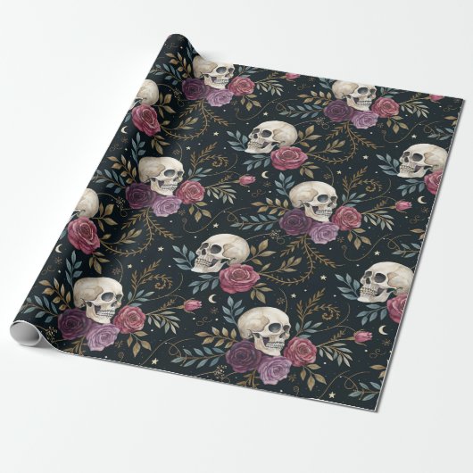 Skulls & Roses Wrapping Paper ラッピングペーパー (アンロールド)