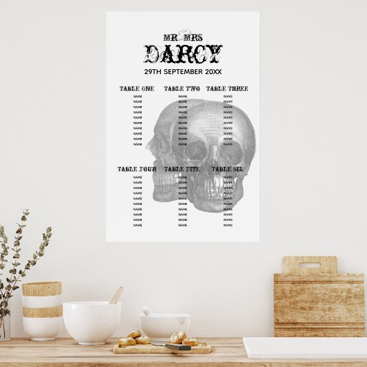 Skulls Seating Chart ポスター (キッチン)