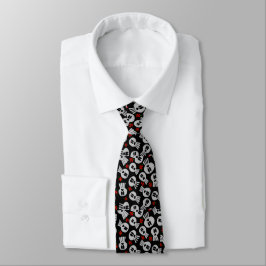 Skulls with red flowers - tie -corbata ネクタイ