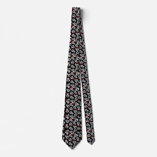 Skulls with red flowers - tie -corbata ネクタイ (正面)