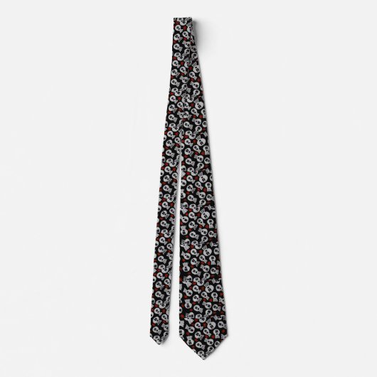 Skulls with red flowers - tie -corbata ネクタイ (裏面)