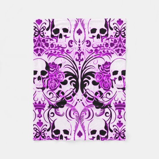 Skullyのスカルの紫色の死 フリースブランケット (正面)