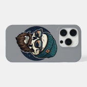 Skully beanie hipster. iPhoneケース (裏面横)