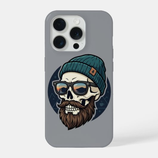 Skully beanie hipster. iPhoneケース (裏面)