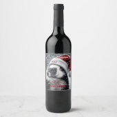 Skunk in Santa Hat Ceramicオーナメント ワインラベル (正面)