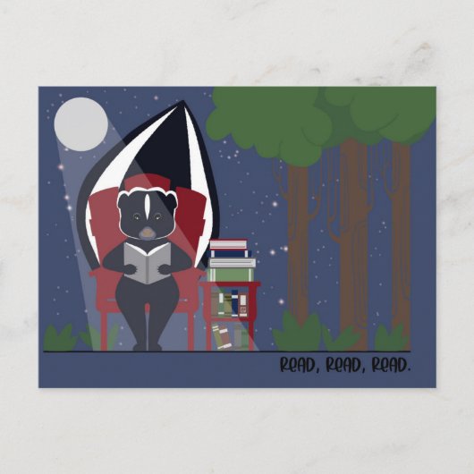 Skunk Reading in the Forest Postcards シーズンポストカード (正面)