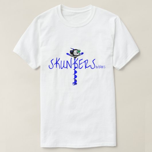 Skunkersのオーガーの基本的な氷の魚釣り Tシャツ (デザイン正面)