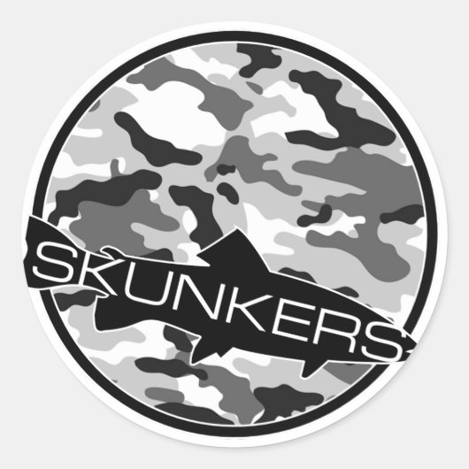 Skunkers迷彩柄シール ラウンドシール (正面)
