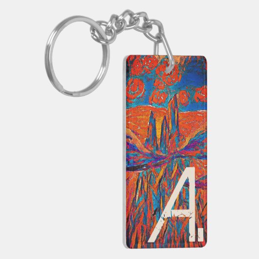 SkyとMonogramの表現バラ キーホルダー (正面左)