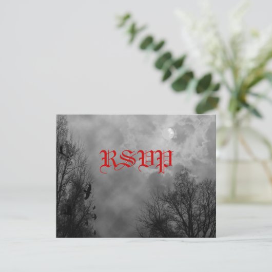 SkyとRavens幽霊のよく出る編集可能RSVPカード 招待状 (スタンド正面)