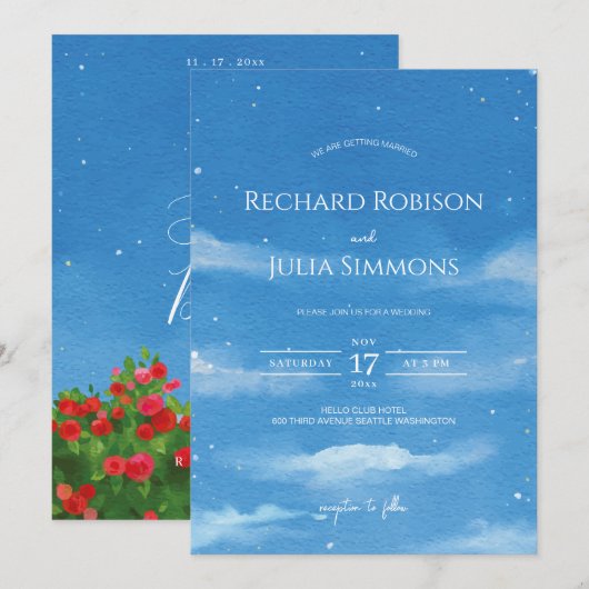 SKY セーブ・ザ・デート 招待状 / 水彩空と雲 (正面/裏面)