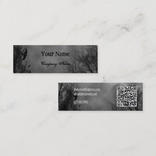 Sky 幽霊のよく出る with Ravens and QRコードカスタム スキニー名刺 (正面/裏面)