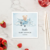 Sky Adventure Cute Teddy Bear Pilot Baby Shower スタンダードカクテルナプキン (インサイチュ)