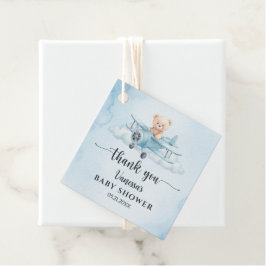 Sky Adventure Cute Teddy Bear Pilot Thank You  フェイバータグ