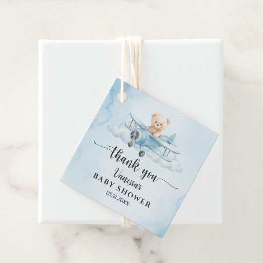 Sky Adventure Cute Teddy Bear Pilot Thank You  フェイバータグ (インサイチュ)