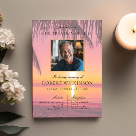 Sky Beach Sunset celebration of life Funeral Photo 招待状