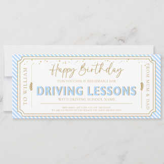 Sky Birthday Driving Lessons Gift Voucher Card 招待状