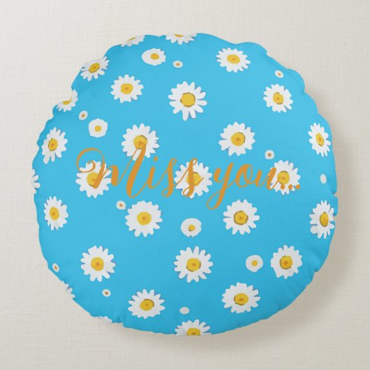 Sky Bloom Daisies ラウンドクッション (正面)