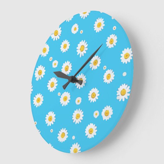 Sky Bloom Daisies ラージ壁時計 (傾斜)