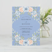 Sky Blue Airy Botanical Romantic Wedding 招待状 (スタンド正面)