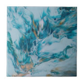 Sky blue and Ocean Green Abstract Painting タイル (正面)