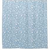 Sky Blue and White Abstract Dots シャワーカーテン (正面)