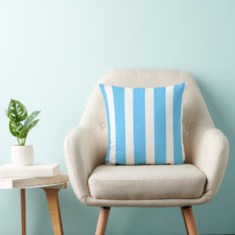 Sky Blue and White Cabana Stripes  クッション