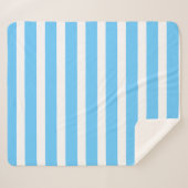 Sky Blue and White Cabana Stripes  シェルパブランケット (正面(横))