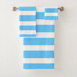 Sky Blue and White Cabana Stripes  バスタオルセット