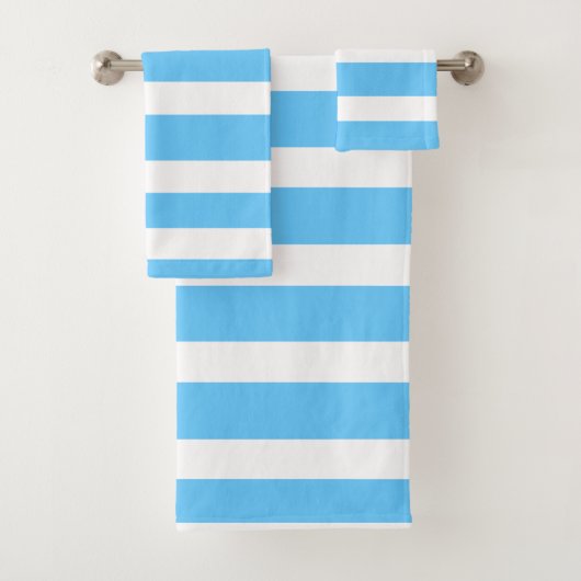 Sky Blue and White Cabana Stripes  バスタオルセット (インサイチュ)