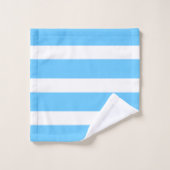 Sky Blue and White Cabana Stripes  バスタオルセット (ウォッシュタオル)