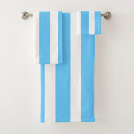 Sky Blue and White Cabana Stripes  バスタオルセット