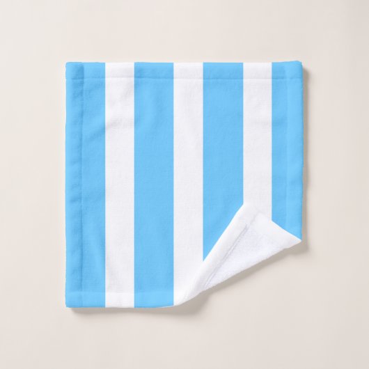 Sky Blue and White Cabana Stripes バスタオルセット (ウォッシュタオル)