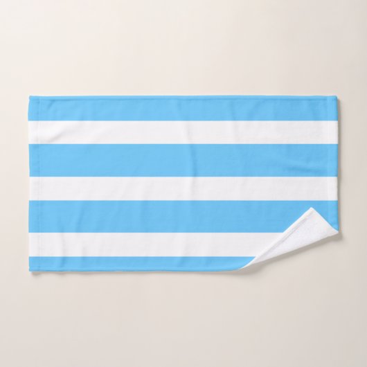 Sky Blue and White Cabana Stripes  バスタオルセット (ハンドタオル)