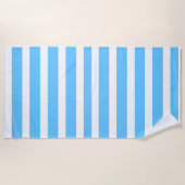 Sky Blue and White Cabana Stripes  ビーチタオル (正面)