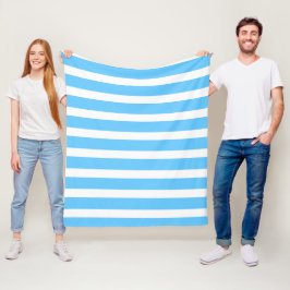 Sky Blue and White Cabana Stripes  フリースブランケット