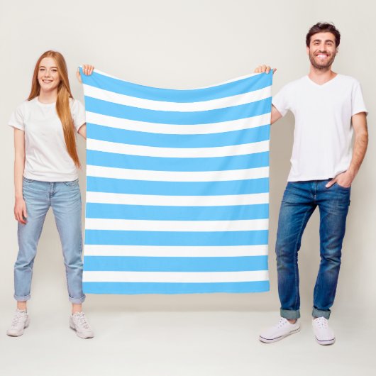 Sky Blue and White Cabana Stripes  フリースブランケット (インサイチュ)