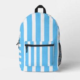 Sky Blue and White Cabana Stripes  プリントバックパック