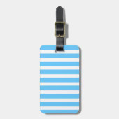 Sky Blue and White Cabana Stripes  ラゲッジタグ (正面縦)