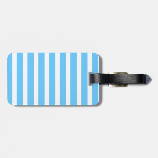 Sky Blue and White Cabana Stripes  ラゲッジタグ (裏面横)