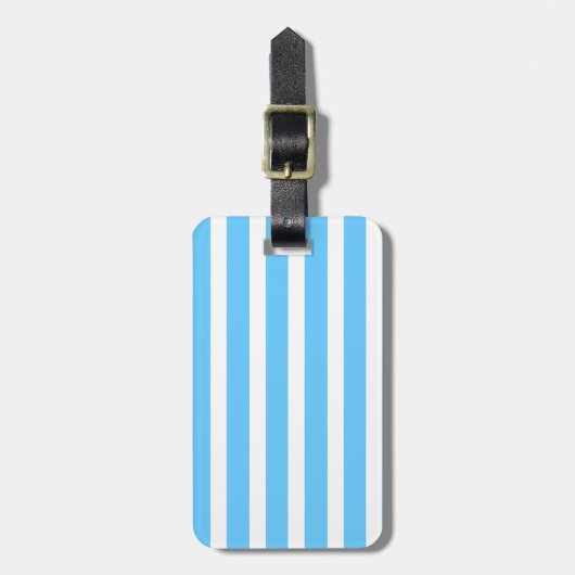 Sky Blue and White Cabana Stripes  ラゲッジタグ (正面縦)