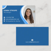 Sky Blue and White Modern Psychologist 名刺 (正面/裏面)