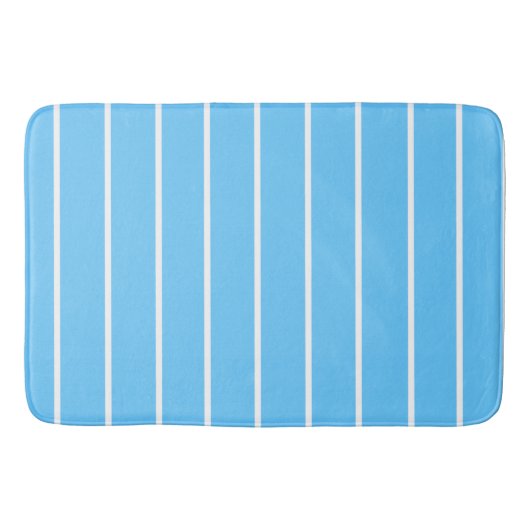 Sky Blue and White Summer Stripes バスマット (正面)
