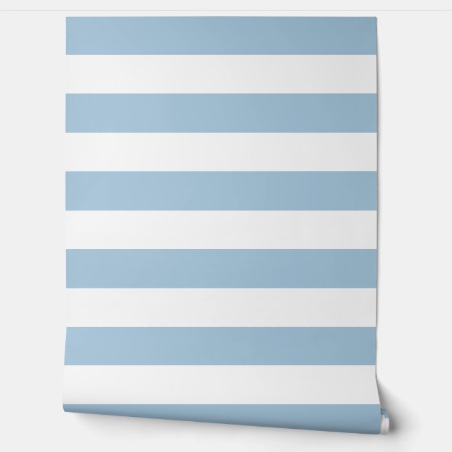 Sky Blue and White Wide Horizontal Stripes 壁紙 (ほどく)
