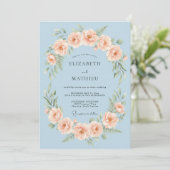 Sky Blue Blossom Garland Wedding 招待状 (スタンド正面)