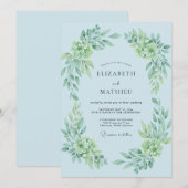 Sky Blue Botanical Arch Wedding 招待状 (正面/裏面)